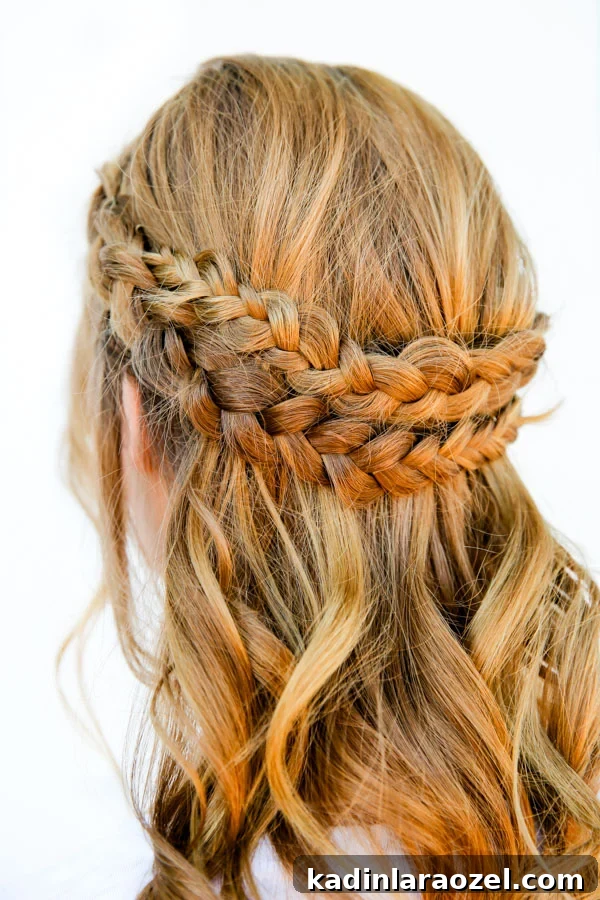 Quick Half-Halo Braid Tutorial: Style It in 10 Minutes 8 Half halo braid on blonde woman with mid length hair