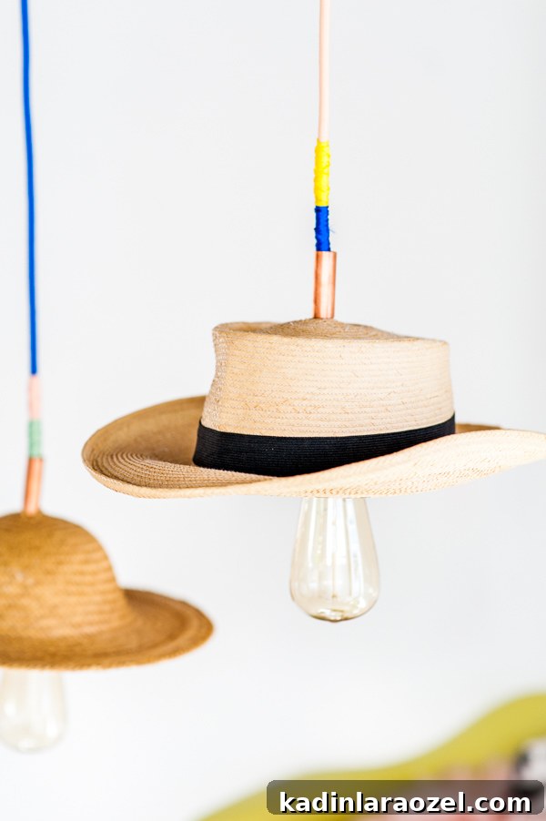 DIY Pendant Light with a Vintage Hat