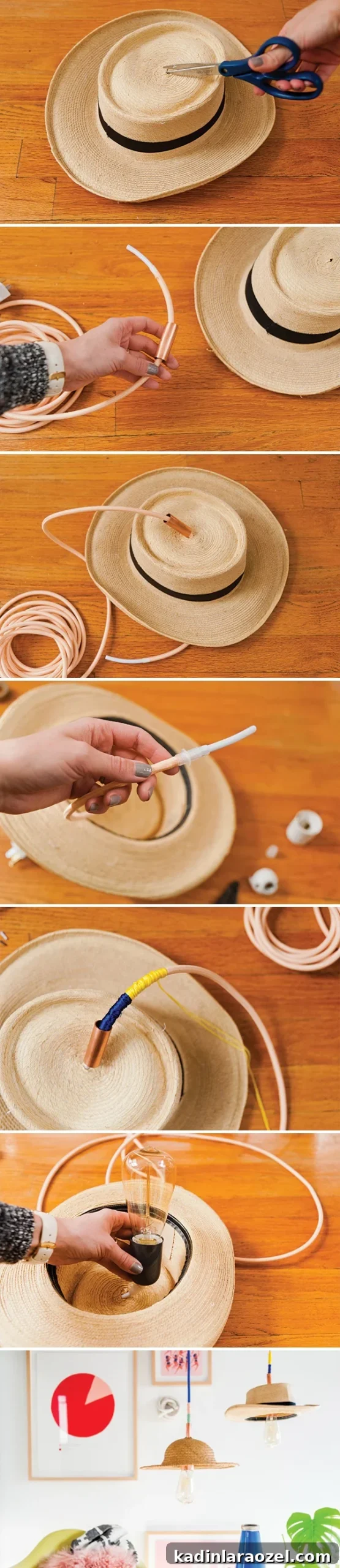 How to make a unique DIY pendant light with a hat