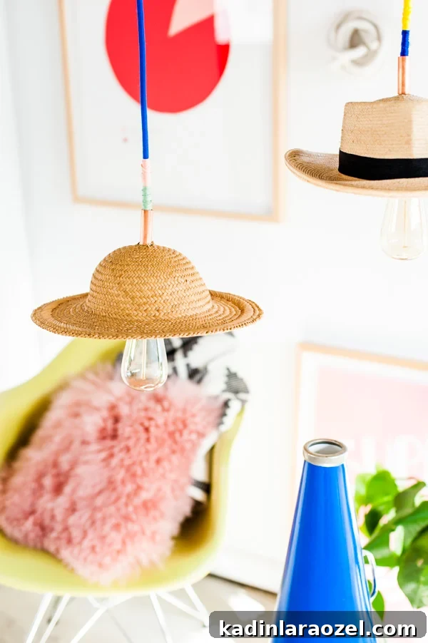 Unique DIY pendant lights with vintage hats