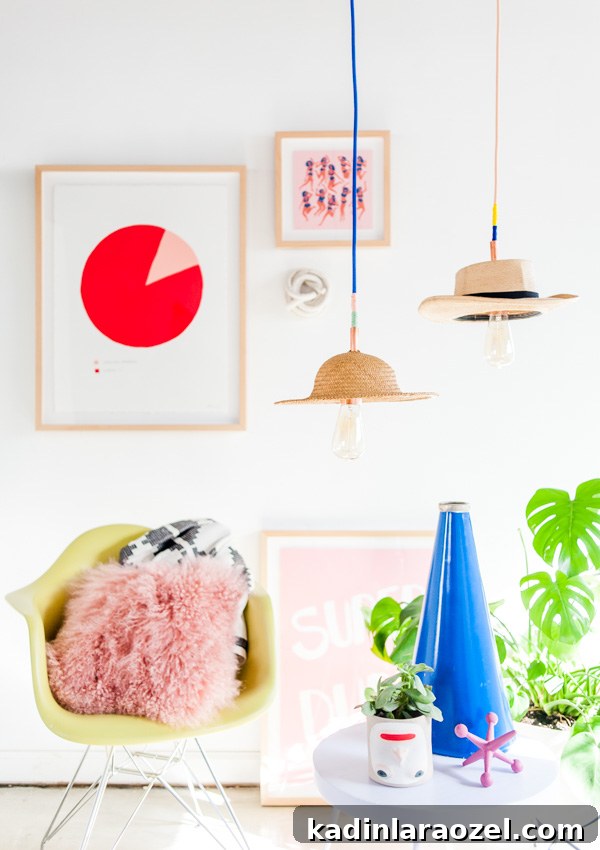 DIY Lighting Idea // how to make a unique DIY pendant light with a hat