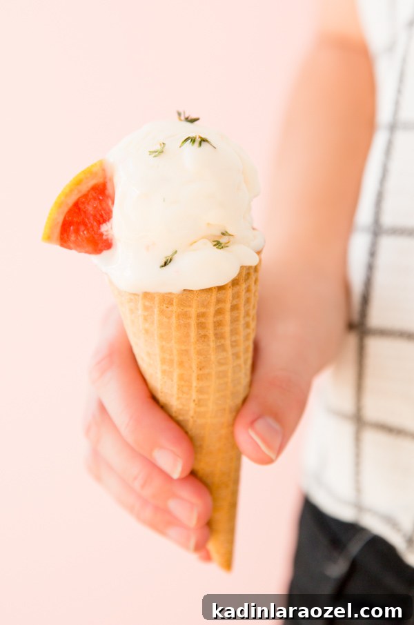 Grapefruit Vanilla Thyme Ice Cream Recipe for Summer Dessert 5 Grapefruit vanilla thyme ice cream recipe