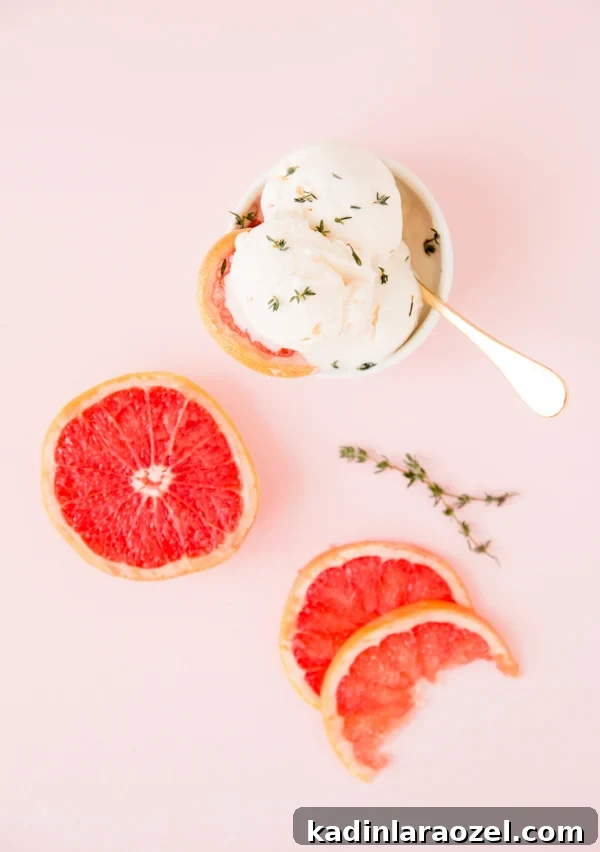 Grapefruit Vanilla Thyme Ice Cream Recipe for Summer Dessert 8 Grapefruit vanilla thyme ice cream recipe