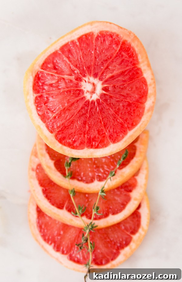 Grapefruit Vanilla Thyme Ice Cream Recipe for Summer Dessert 9 Grapefruit slices