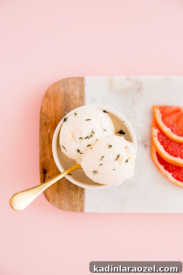 Grapefruit Vanilla Thyme Ice Cream Recipe for Summer Dessert 10 Grapefruit vanilla thyme ice cream recipe
