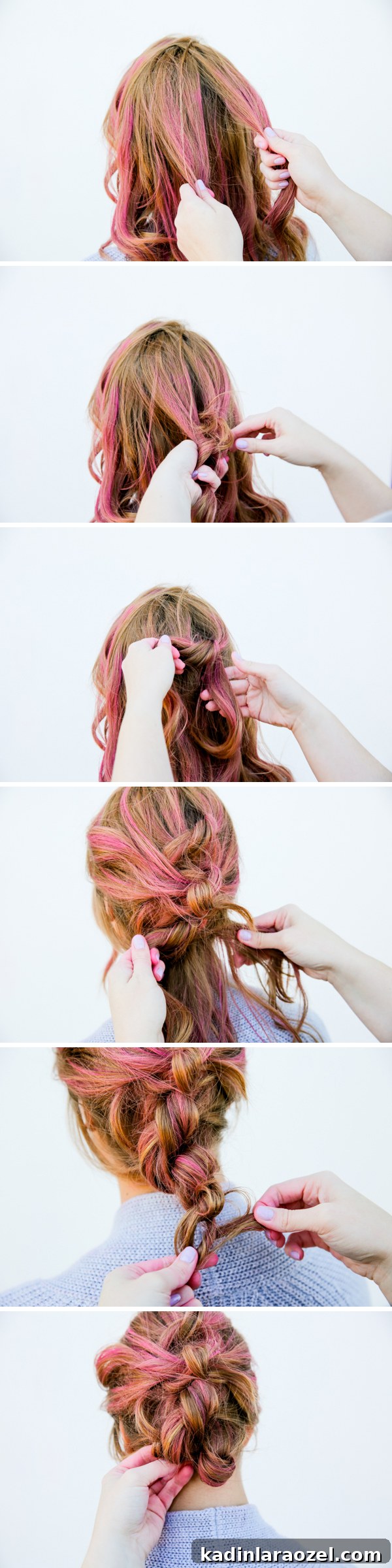 Hair tutorial for an easy knotted up do. If you can tie a knot, you can recreate this look.