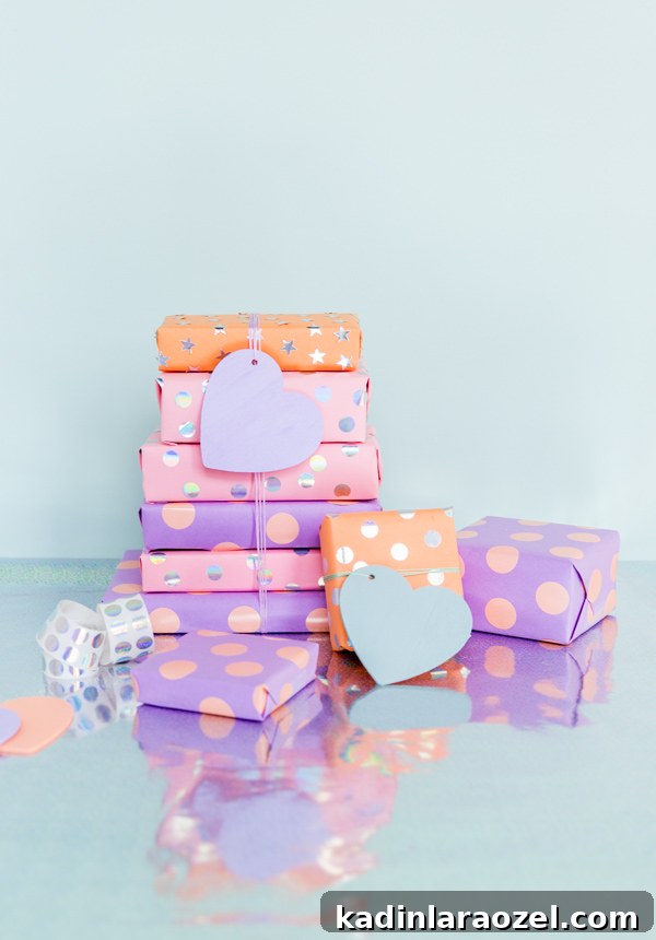 Try this DIY gift wrap idea with a pack of stickers and just 5 minutes.