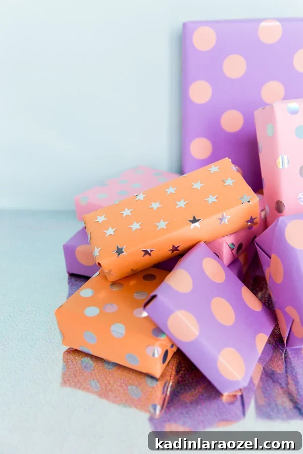 Try this DIY gift wrap idea with a pack of stickers and just 5 minutes.