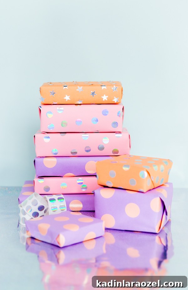 Try this DIY gift wrap idea with a pack of stickers and just 5 minutes.