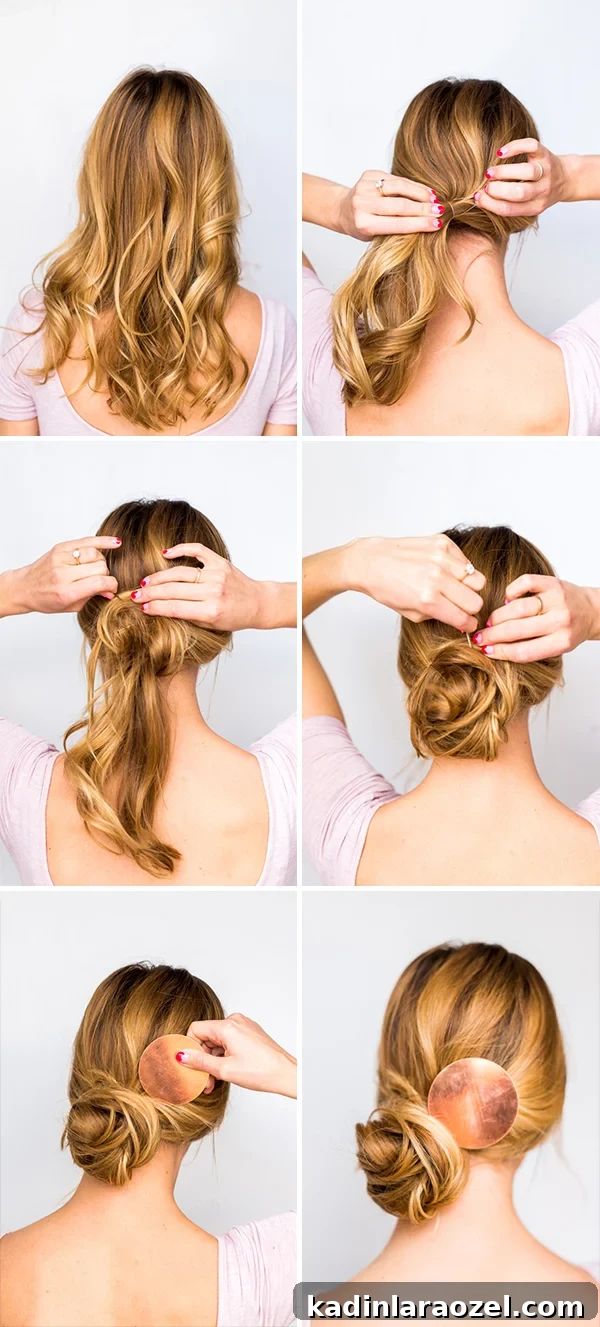How to Create a Side-Swept Chignon: Step-by-Step Tutorial 5 Instructions showing how to create chignon hair style