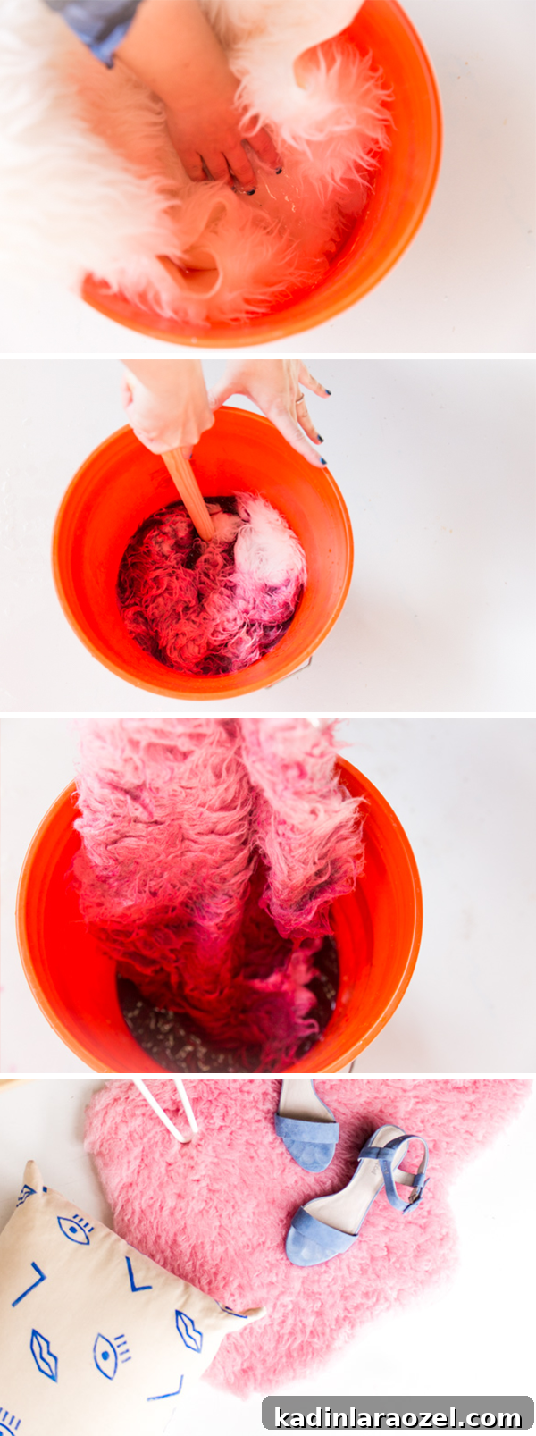 How to Dye Synthetic Fabrics (Including Faux Sheepskin) 3 Ikea Hack // How to dye a faux fur rug from Ikea