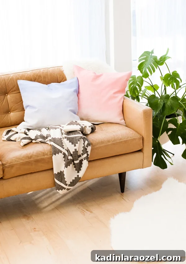 Faux Dip Dyed DIY Pillows in Pantone's Colors of the Year