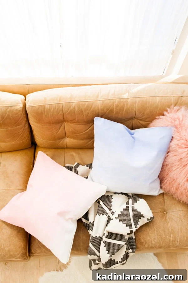 Faux Dip Dyed DIY Pillows in Pantone's Colors of the Year
