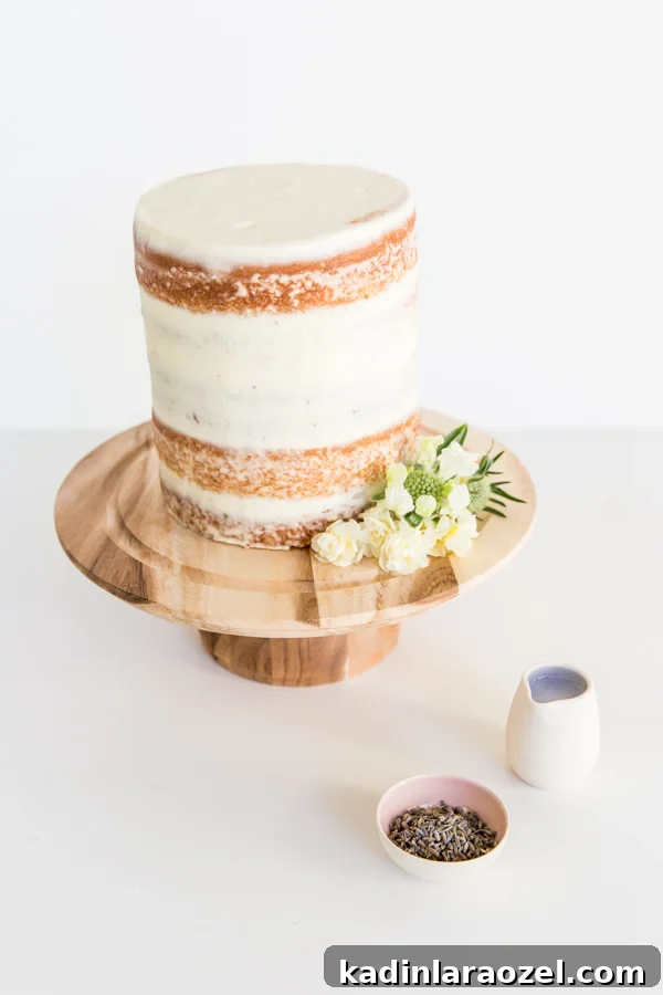 Lavender-Glazed Five-Layer Cake (Semi-Homemade) 4 5 Layer Crumb Coated Cake with Lavender Glaze