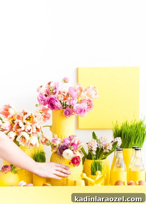 DIY monochromatic centerpiece for spring (and Easter)