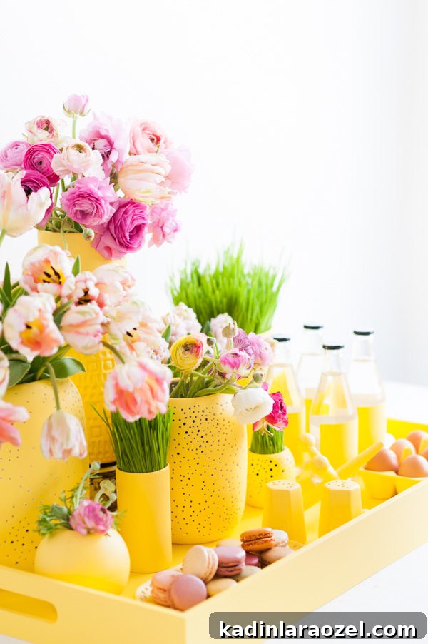 How to create a monochromatic centerpiece for spring (and Easter)