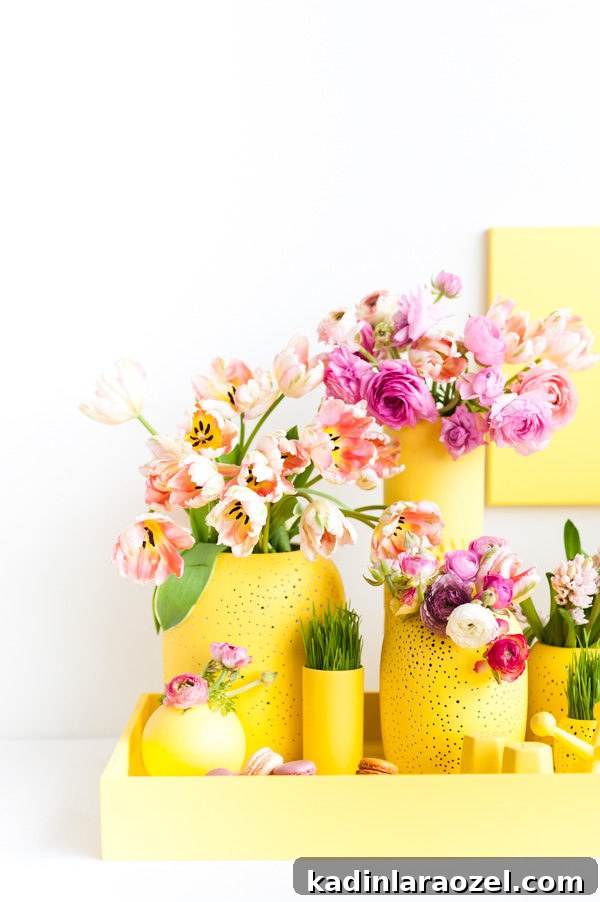 Yellow monochromatic tablescape for Easter