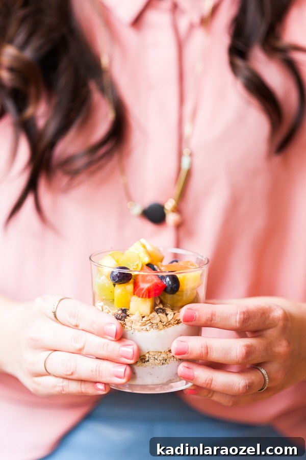 Layered yogurt and granola parfait