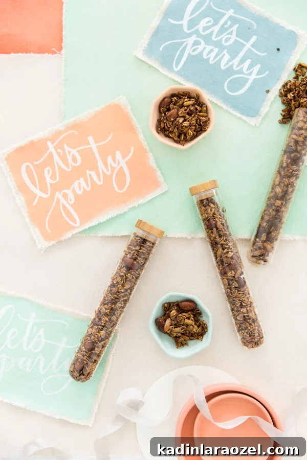 Hand lettered DIY party invitations and homemade granola