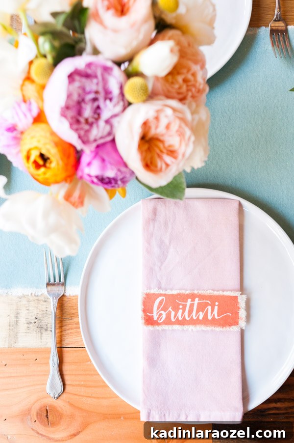 Hand lettered canvas place cards