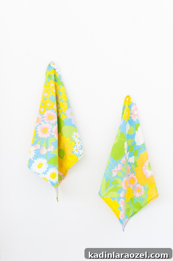 Turn Vintage Pillowcases into Napkins in Minutes + DIY Easter Place Cards 3 How to Turn a Vintage Pillowcase into a Set of Napkins in Minutes