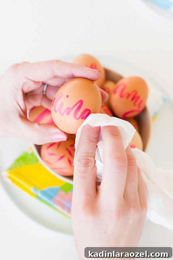 Turn Vintage Pillowcases into Napkins in Minutes + DIY Easter Place Cards 7 Hand lettered place cards eggs for Easter