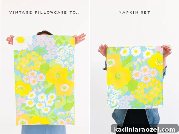 Turn Vintage Pillowcases into Napkins in Minutes + DIY Easter Place Cards 8 DIY spring napkins