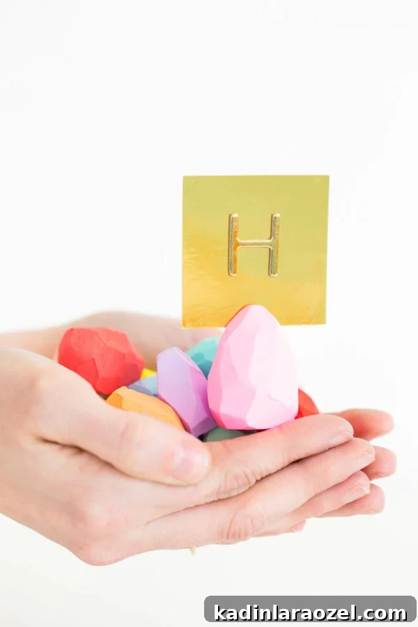 21 Creative Easter DIY Projects to Try This Spring 22 DIY Geometric Easter Egg Place Card Holder