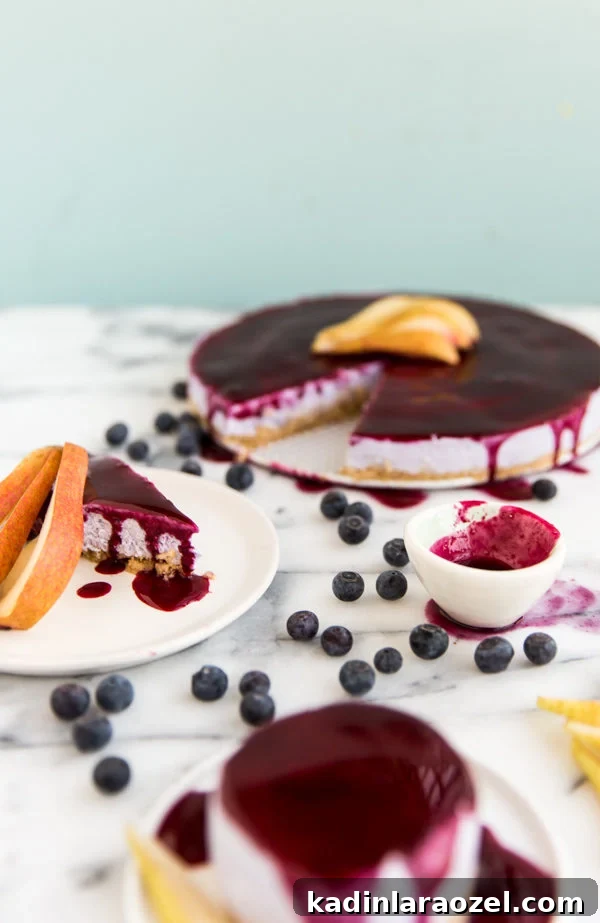 Recipe for Homemade Cheesecake with Riesling Blueberry Pear Glaze