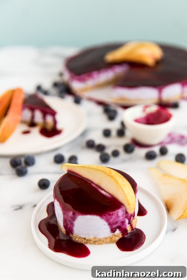Recipe for Homemade Cheesecake with Riesling Blueberry Pear Glaze