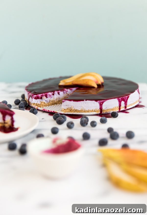 Recipe for Homemade Cheesecake with Riesling Blueberry Pear Glaze