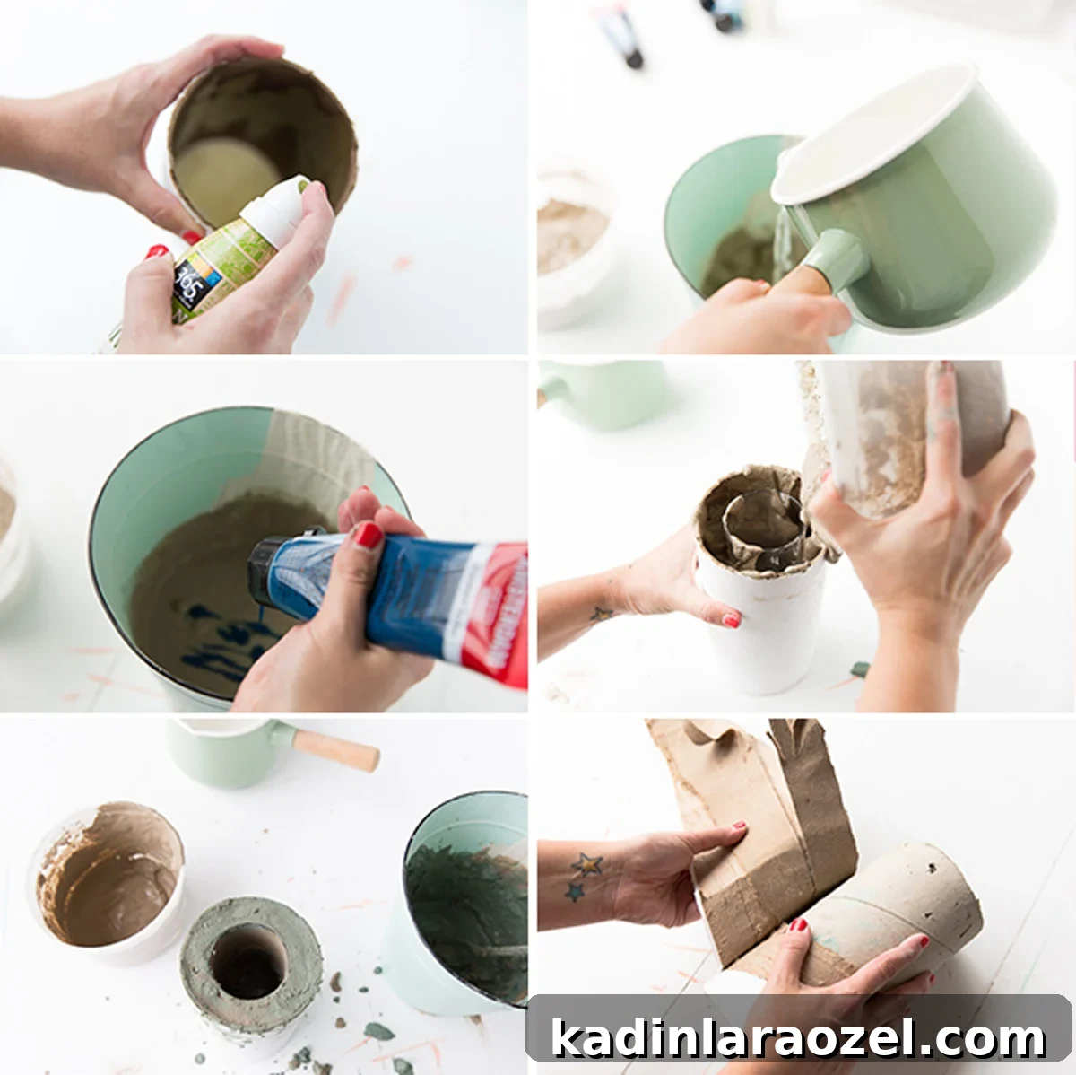 Coloring Concrete: Step-by-Step Guide to Make a Stylish Concrete Vase 4 Instructions for making DIY concrete vases that are color blocked