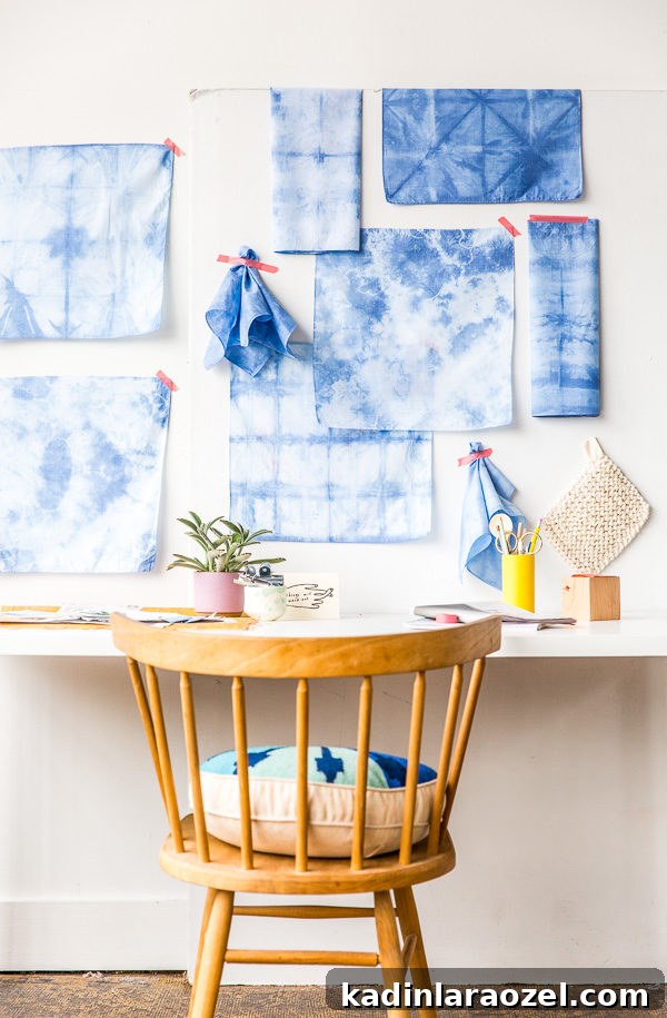 Shibori dyed textiles as wall art