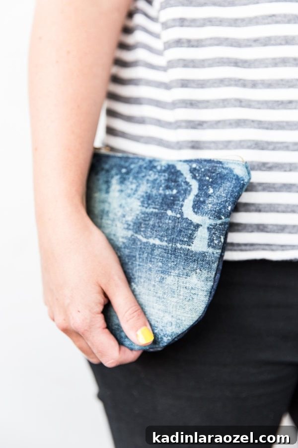 Learn to sew a DIY denim clutch from old jeans, in about an hour with this easy to follow tutorial.