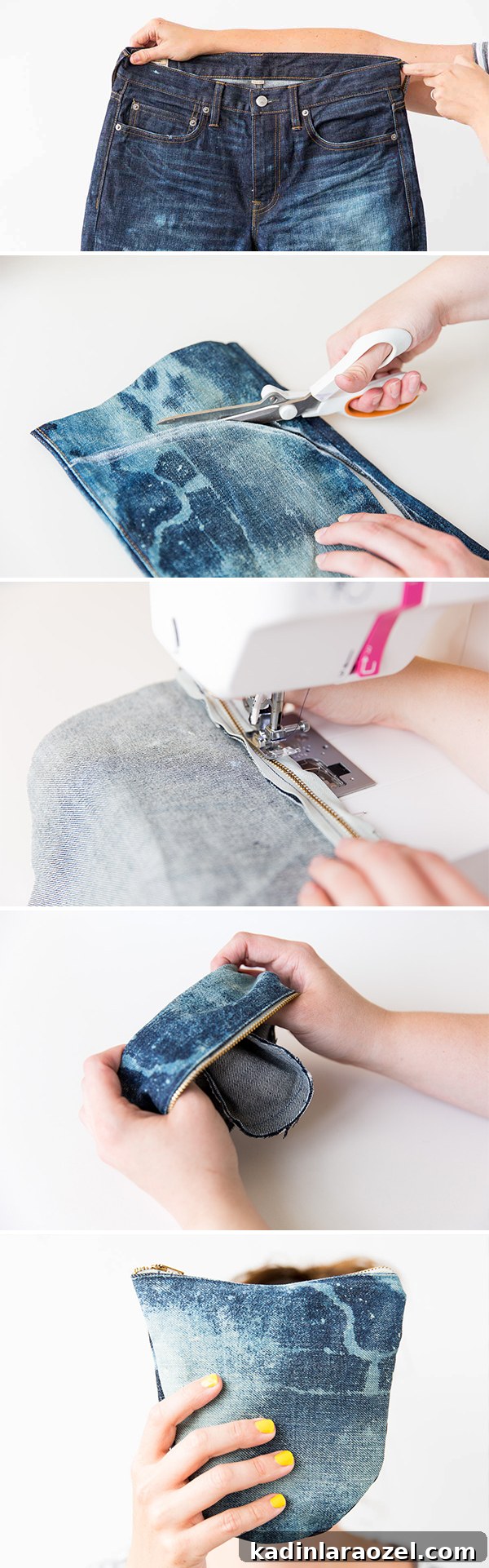 How to transform old jeans into a denim clutch in about an hour
