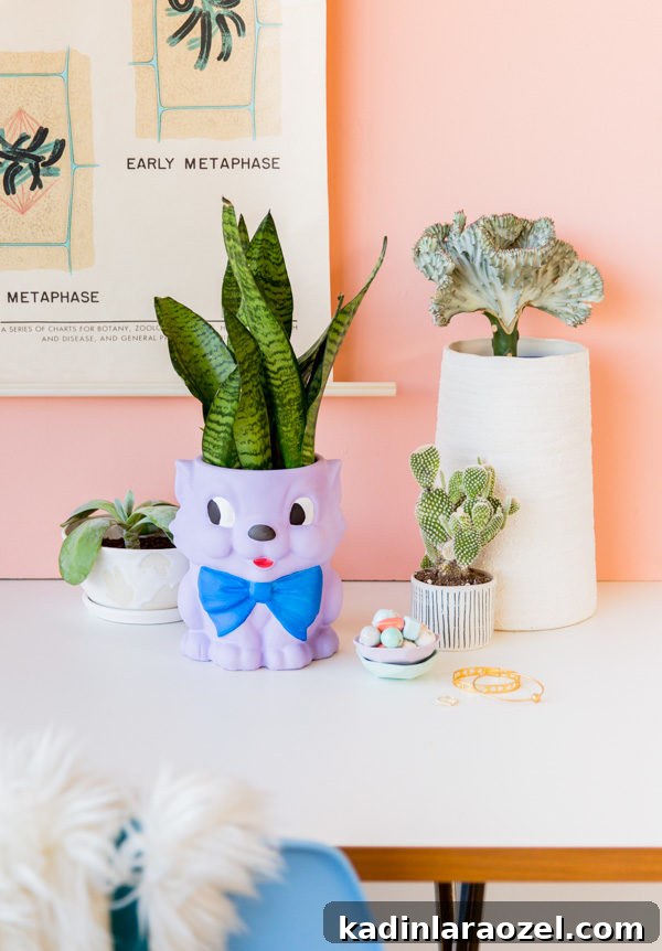 How to Paint Ceramics + Transform a Cookie Jar into a Cat Planter