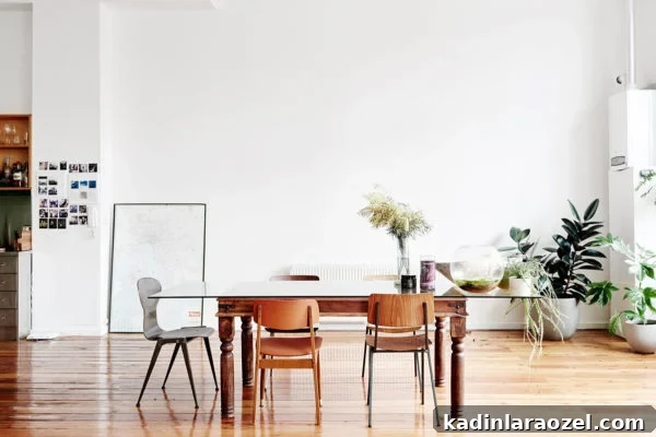 An eclectic, spacious dining room