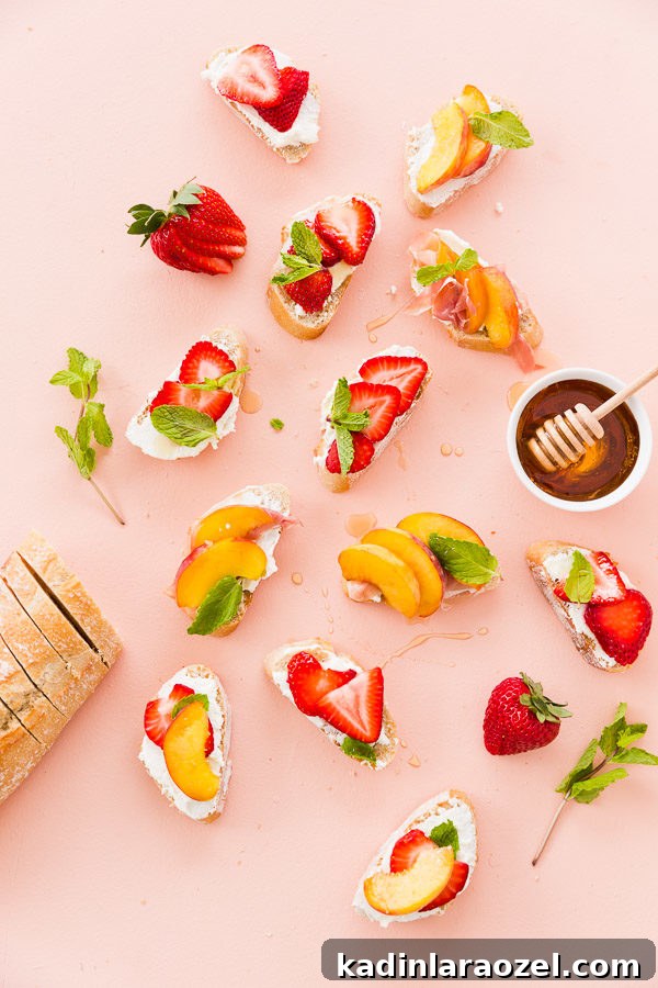 Fresh Fruit and Prosciutto Crostinis with Homemade Goat Cheese