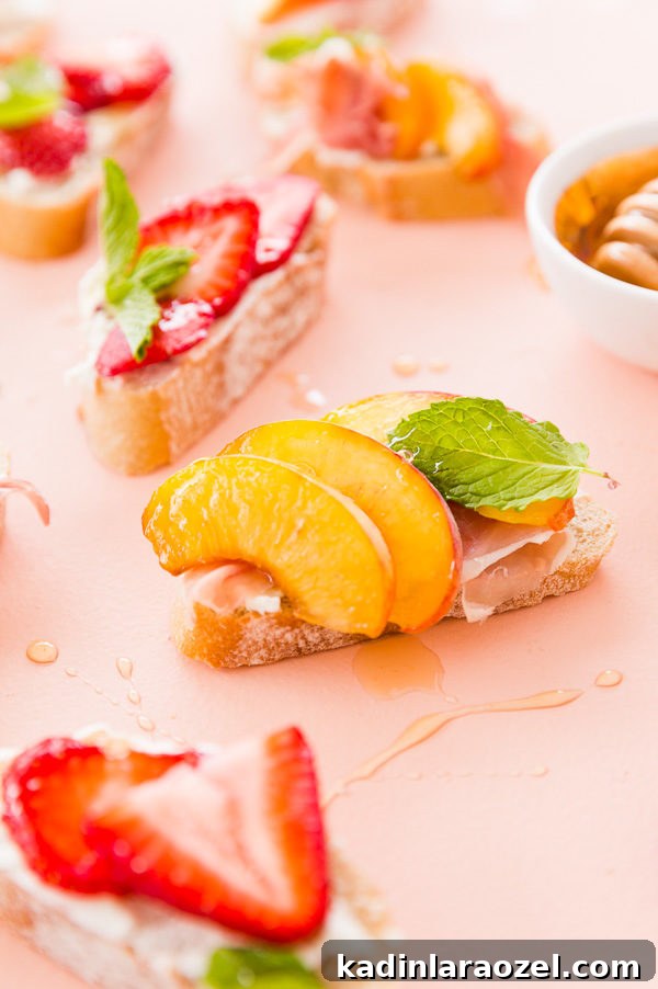 Fresh Fruit and Prosciutto Crostinis with Homemade Goat Cheese
