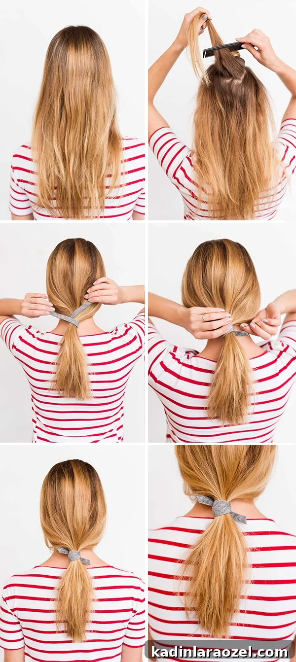 Create a Sleek Ponytail in 3 Minutes Using Felt 5 Ponytail hair tutorial with a simple piece of felt.