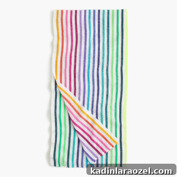 Rainbow striped beach towel