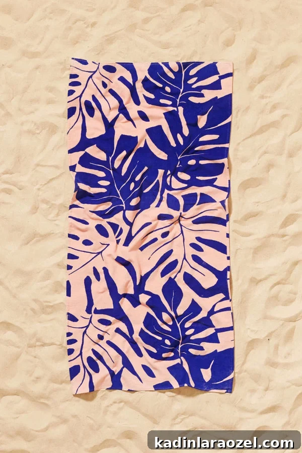 Printed palm leaves beach towels