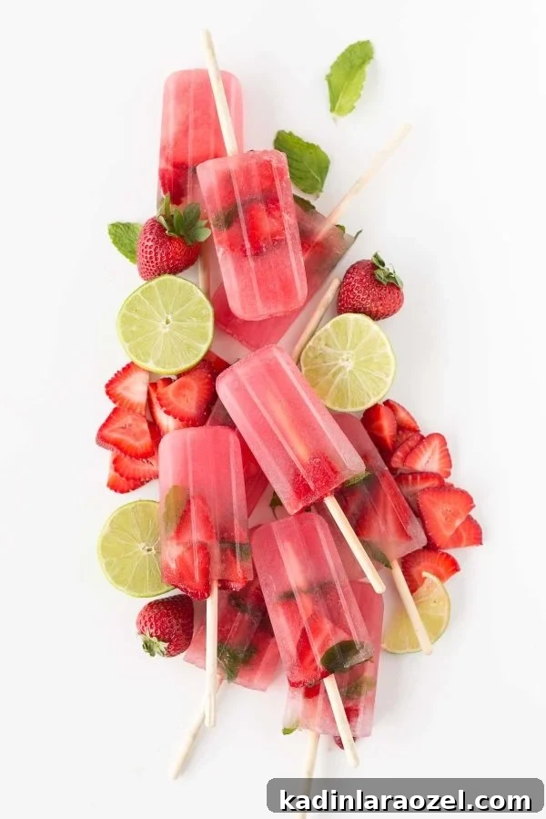 Hello Summer: 24 Irresistible Recipes for Hot Days 19 strawberry mojito popsicles