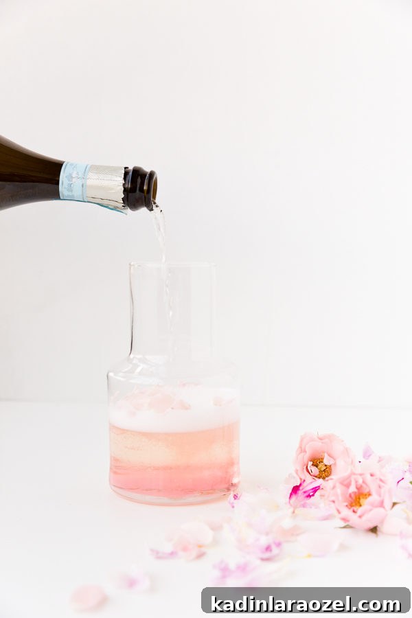 Rosey posey cocktail recipe (with homemade rose syrup and Prosecco)
