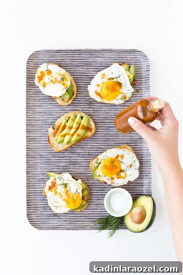 Avocado Toast with Fried Eggs and Signature Homemade Hot Sauce 6 Avocado toast with fried eggs and homemade hot sauce