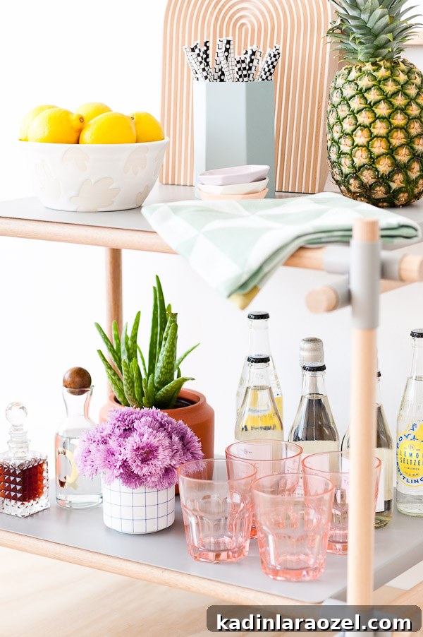 Summer Bar Cart Essentials: How to Style a Chic Home Bar Cart 7 Summer Bar Cart Essentials + Tips for Styling your Own Bar Cart at Home