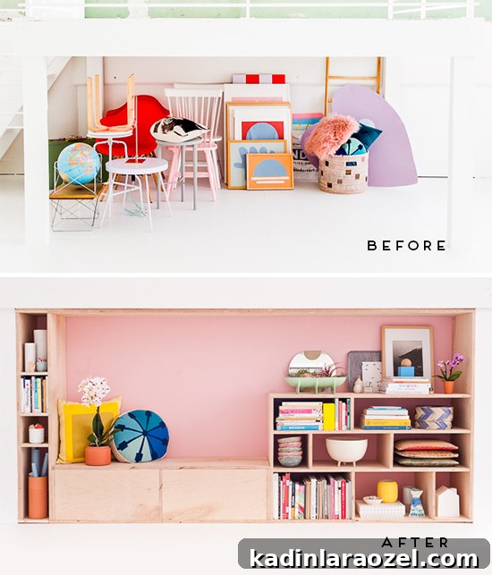 Modern Studio Makeover: DIY Seating and Storage Before & After 4 Before and After: Modern DIY Seating and Storage Makeover