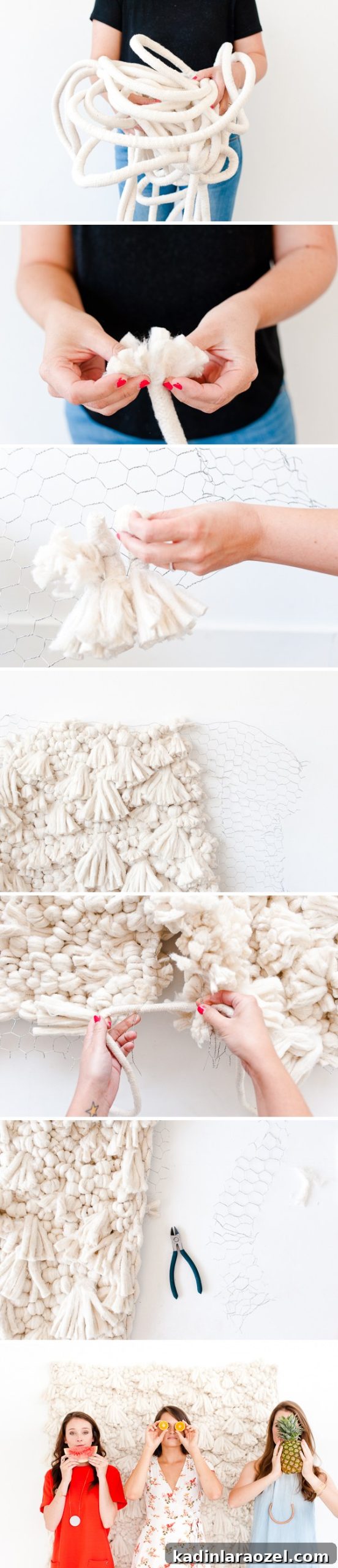 How to make a large scale DIY weaving / photo booth backdrop. Click through for the step by step tutorial.