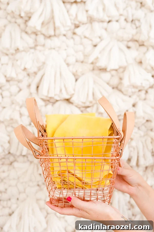 3 DIY Ideas to Take You From Party to Home Decor... 1) DIY leather handle baskets 2) Naturally dyed DIY linen napkins 3) DIY photo booth backdrop / giant wall weaving.