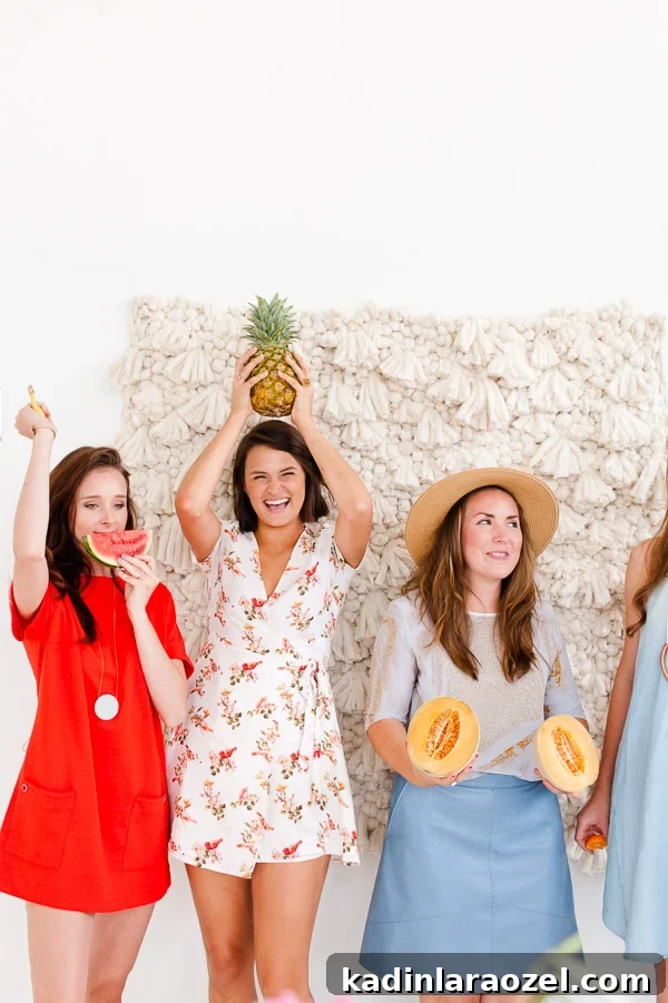 Fresh Summer Party Ideas (including a DIY woven photo booth backdrop, fruit props, and more)